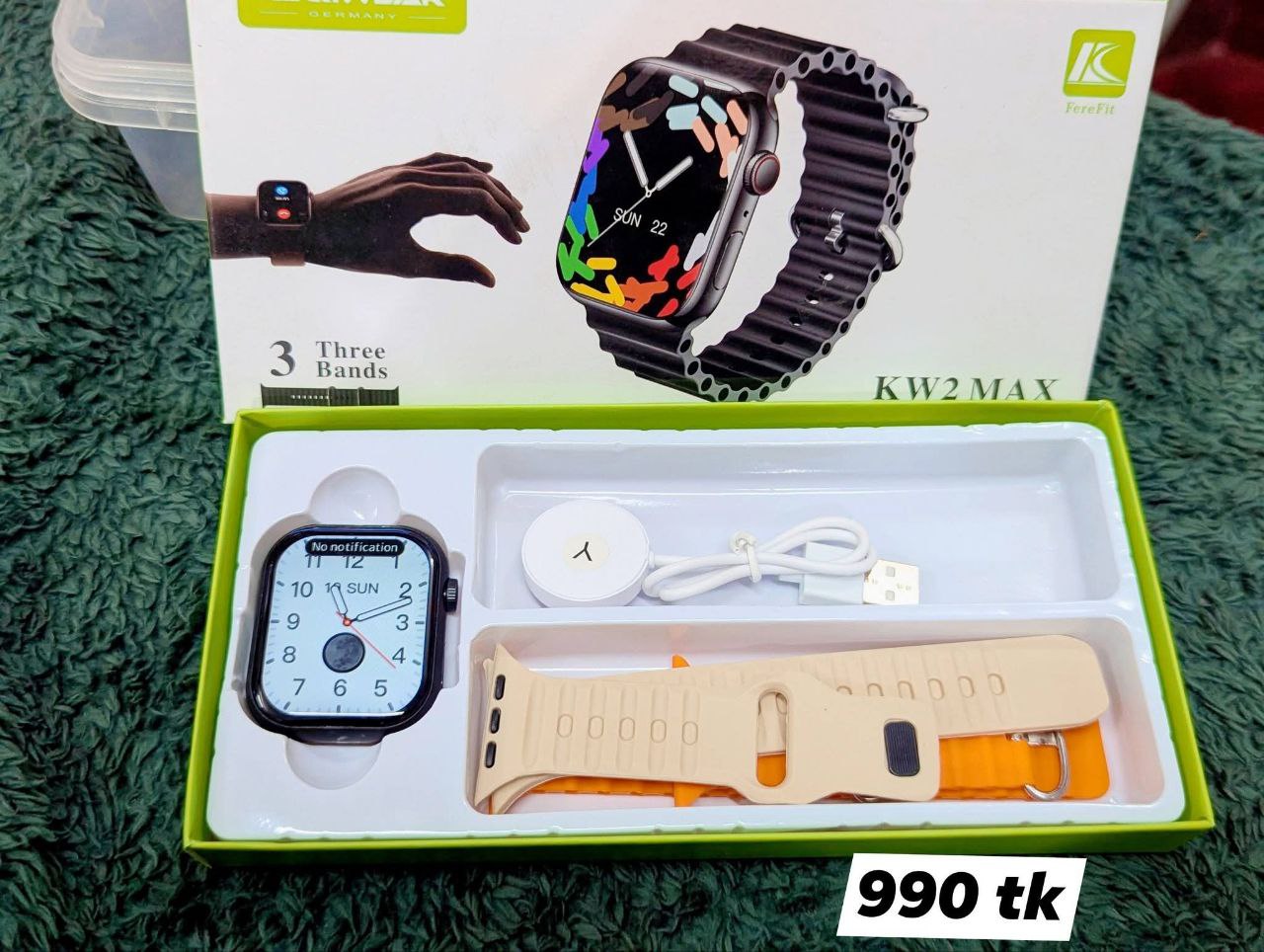 Keqiwear KW2 Max Smartwatch (49mm) with 3 Bracelets – Best Budget Smartwatch in Bangladesh