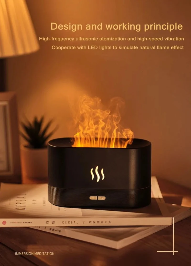 DQ701 Flame Effect Air Mini Humidifier With Night Light
