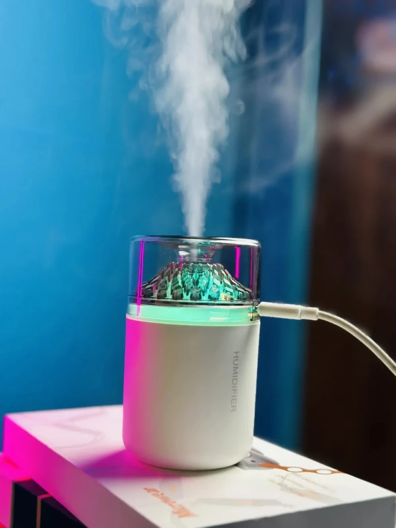 D16 Air Humidifier with Night Light - 180ML (Random Color, White/Black)