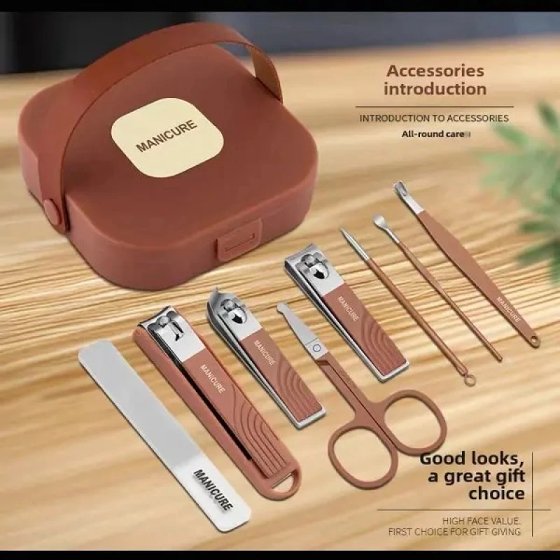 7PCS Portable Manicure Pedicure Set Stainless Steel Professional Nail Clipper Beauty Kit for man and women