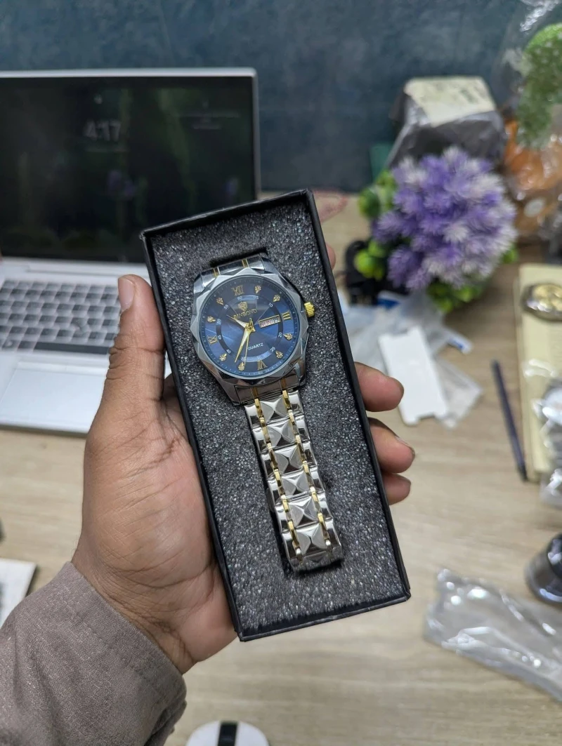Binbond Watch For Men Silver Blue