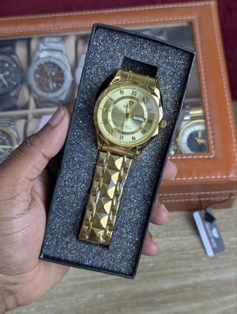 BINBOND 2521 Luxury Brand Luminous Quartz Watch For Men (Golden)