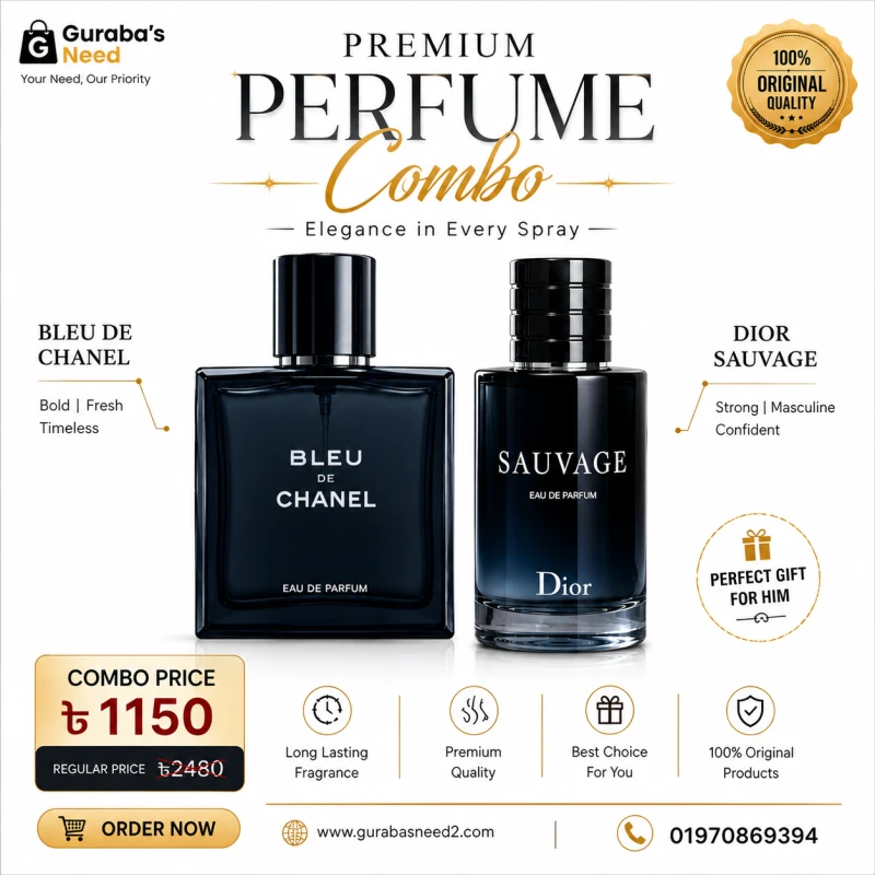 Dior Sauvage + Bleu de Chanel Premium Perfume Combo 30 ML