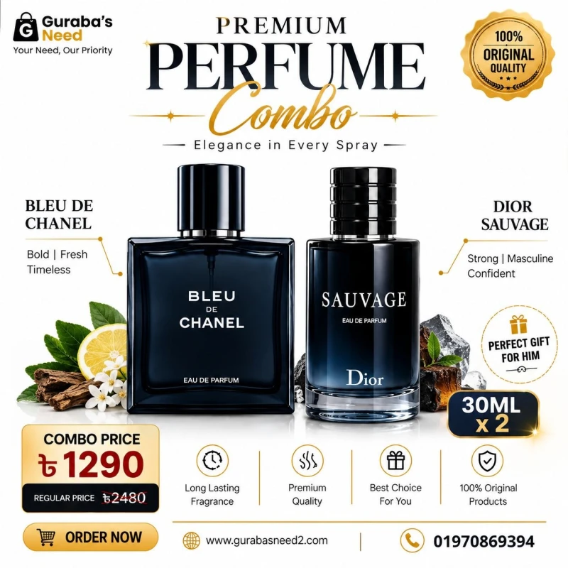 Dior Sauvage + Bleu de Chanel Premium Perfume Combo 30 ML