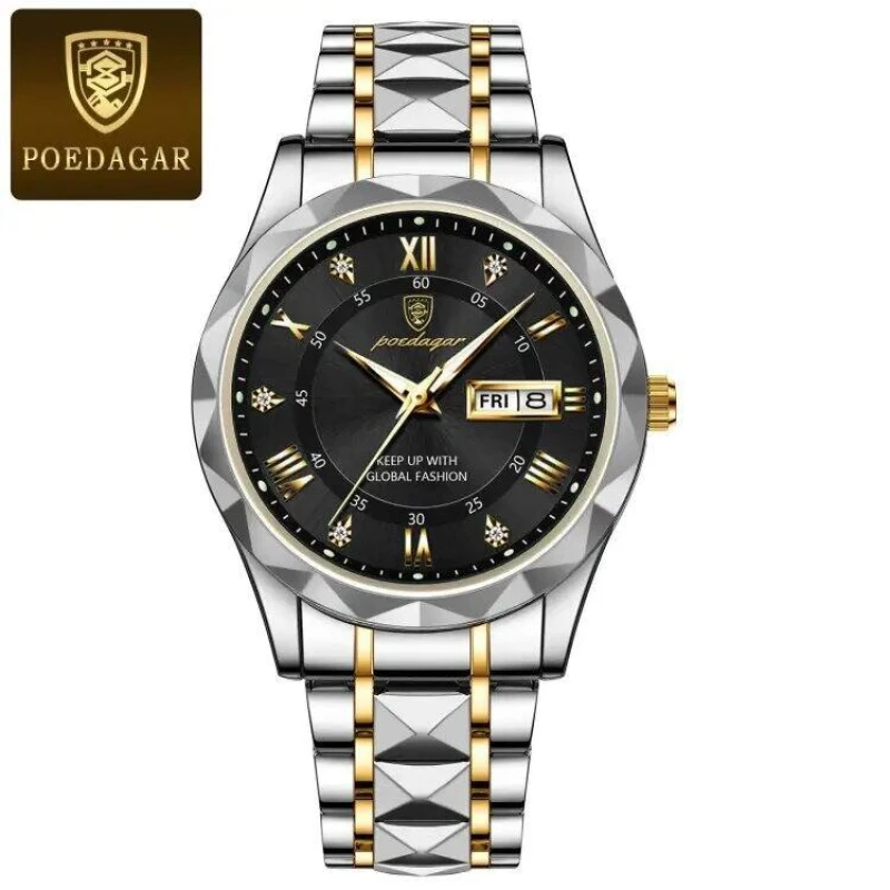 Poedagar 615 new luxury fashion stainless steel imported quartz movement wrist-watch FOR men